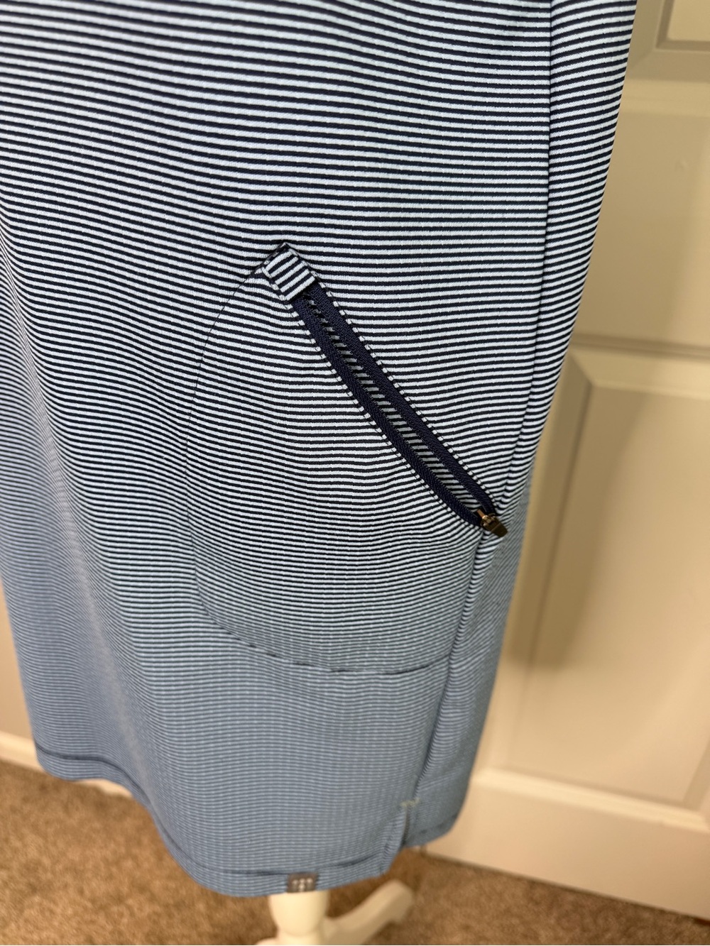Title Nine Blue Stripe Polka Dot Layli Cowl Neck Tunic Shift Dress Medium Summer - Picture 4 of 12